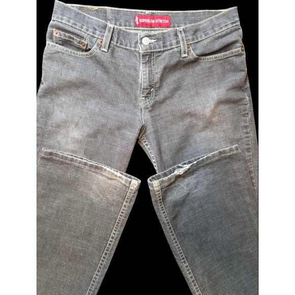 VTG Levi's 518 Size 7 Jr. Superlow Boot Cut Stretch Gray Jeans Women 31x32 - Picture 2 of 7